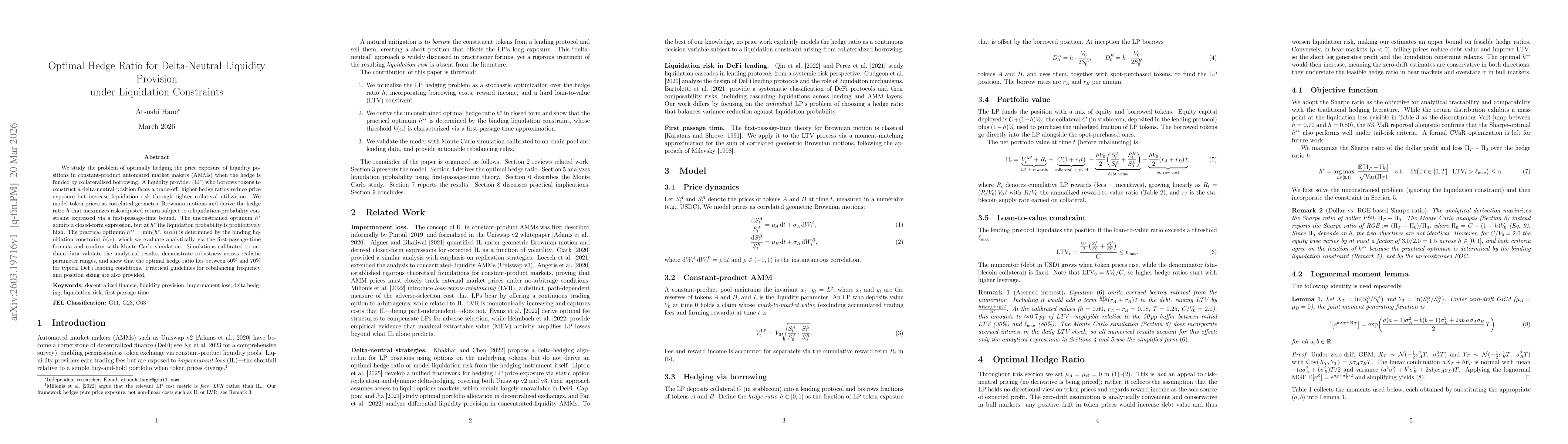 Thumbnail for Optimal Hedge Ratio for Delta-Neutral Liquidity Provision under Liquidation Constraints