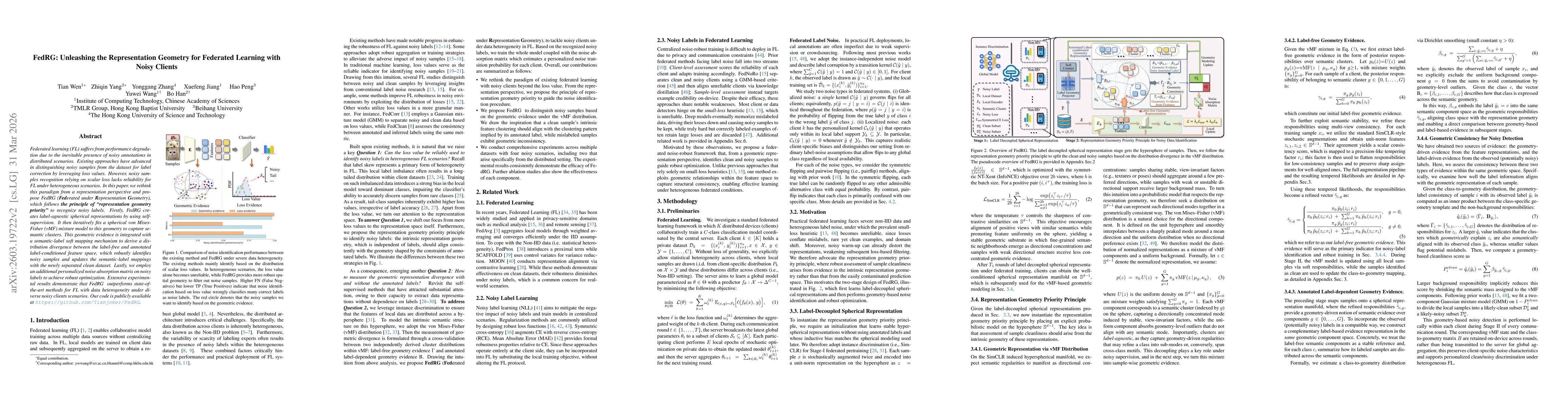 Thumbnail for FedRG: Unleashing the Representation Geometry for Federated Learning with Noisy Clients