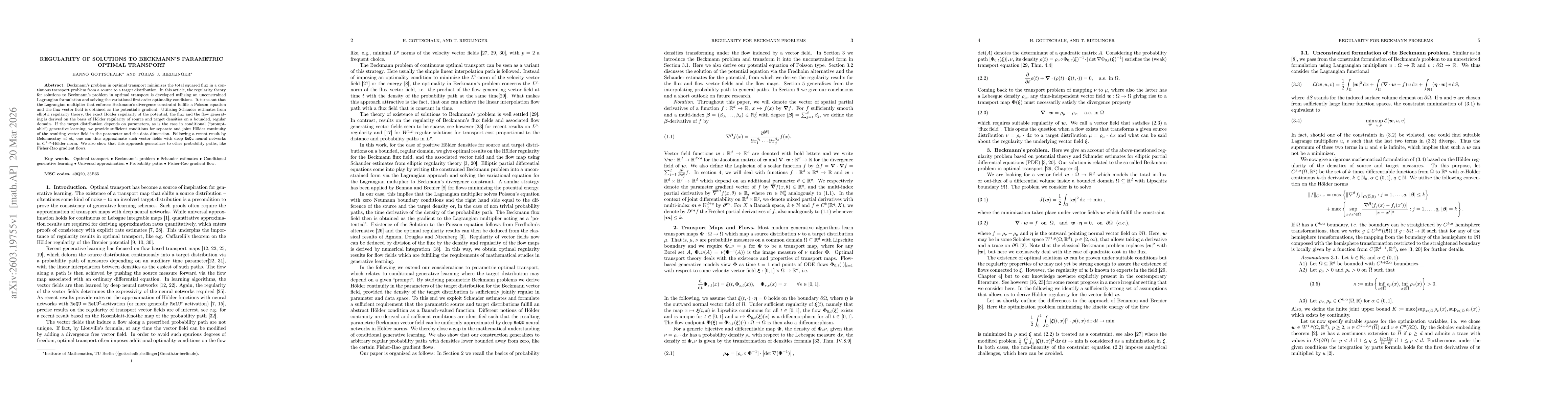 Thumbnail for Regularity of Solutions to Beckmann's Parametric Optimal Transport