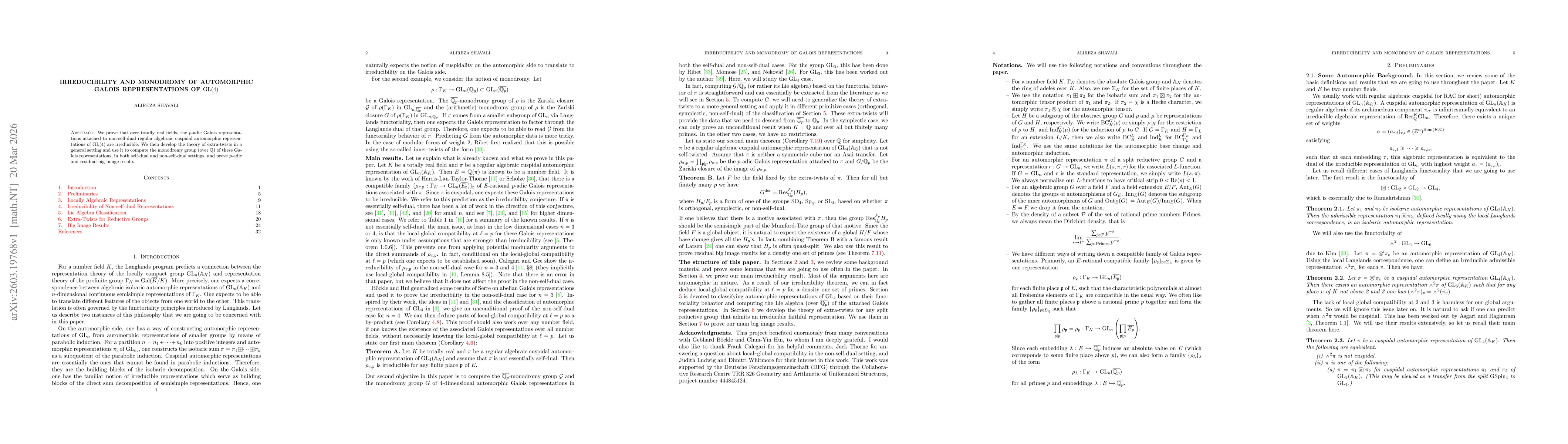 Thumbnail for Irreducibility and Monodromy of Automorphic Galois Representations of $\mathrm{GL}(4)$