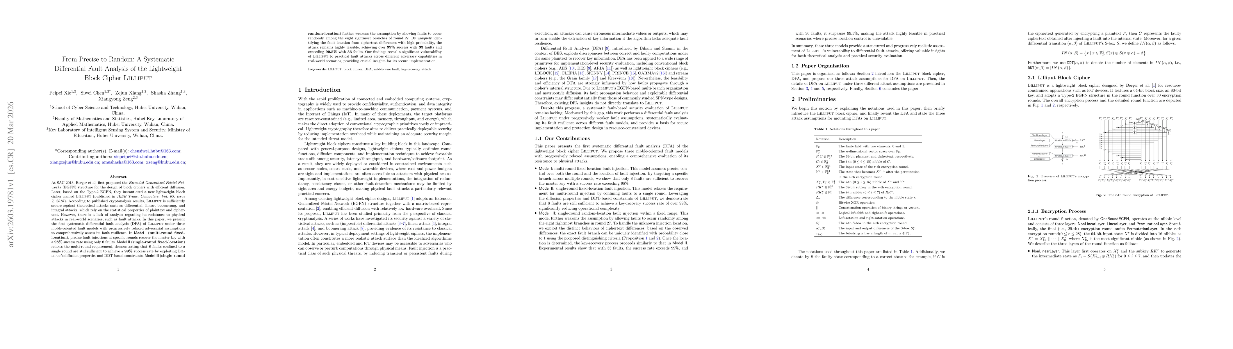 Thumbnail for From Precise to Random: A Systematic Differential Fault Analysis of the Lightweight Block Cipher Lilliput