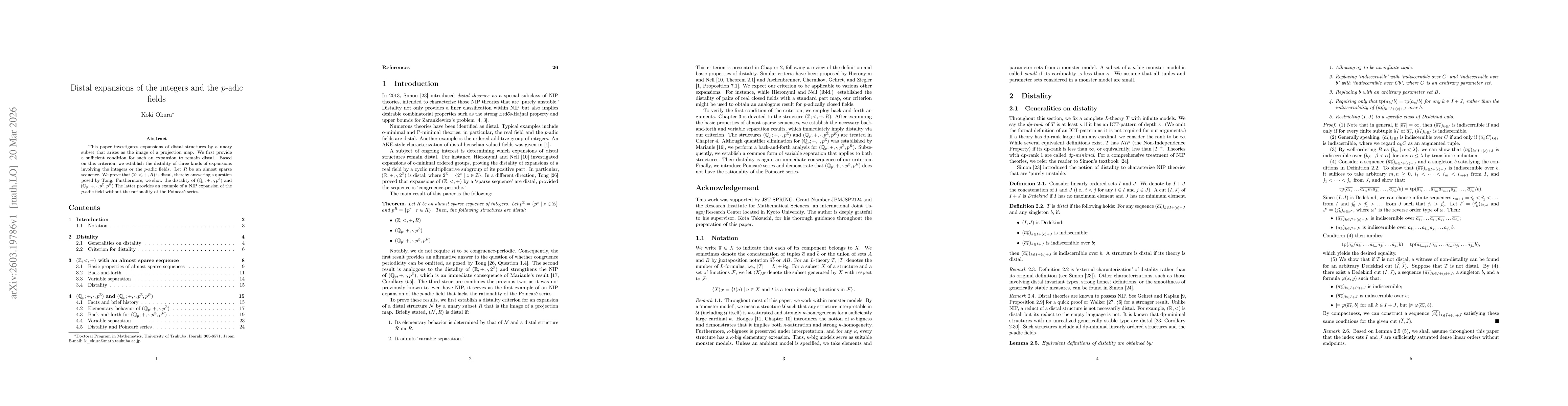 Thumbnail for Distal Expansions of the Integers and the $p$-adic Fields