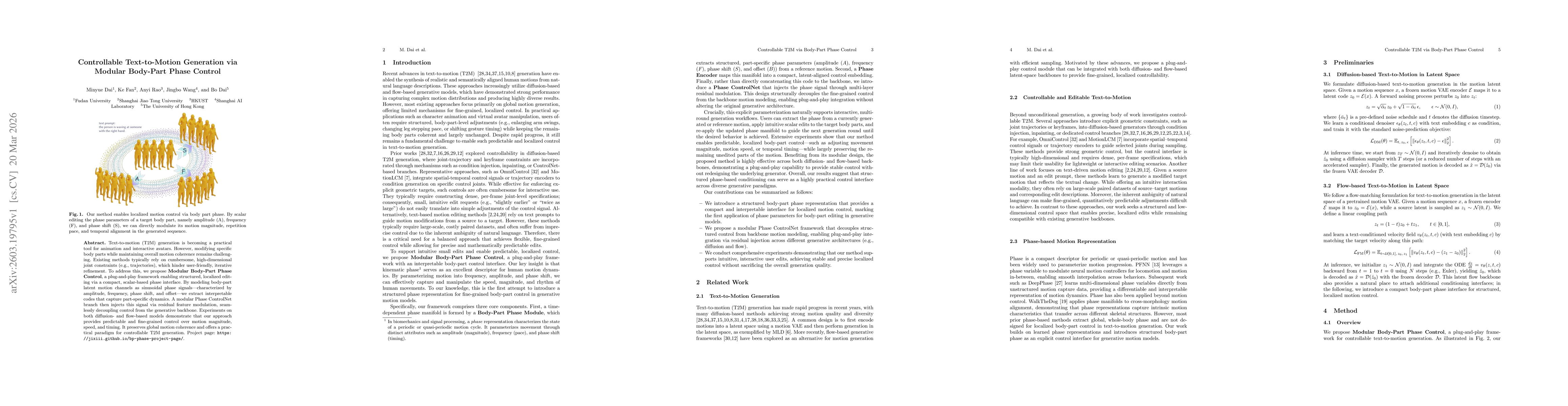 Thumbnail for Controllable Text-to-Motion Generation via Modular Body-Part Phase Control