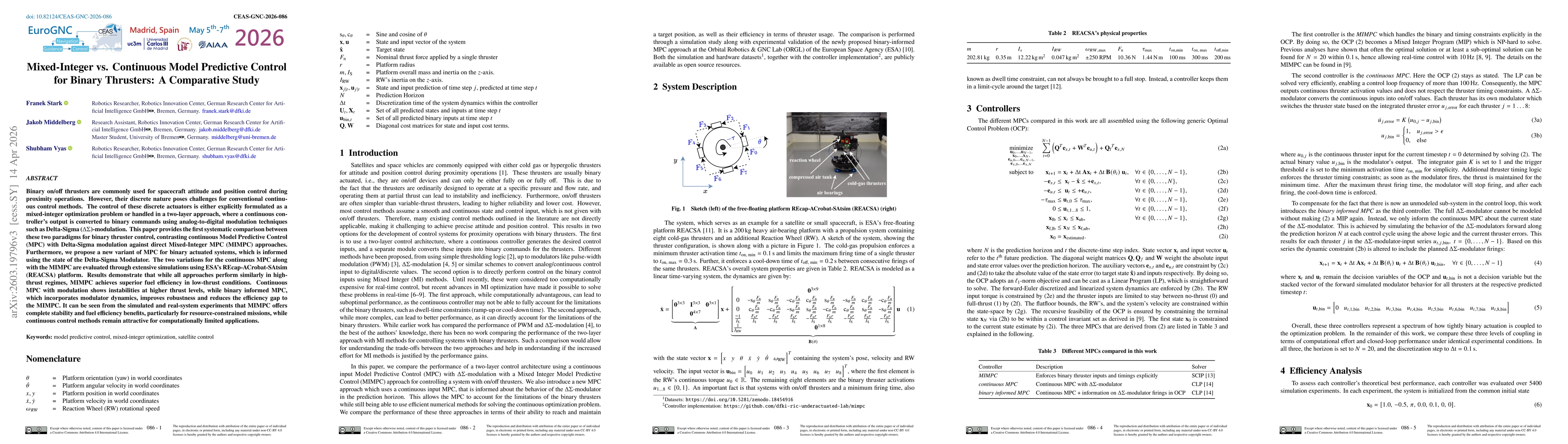Thumbnail for Mixed Integer vs. Continuous Model Predictive Controllers for Binary Thruster Control: A Comparative Study