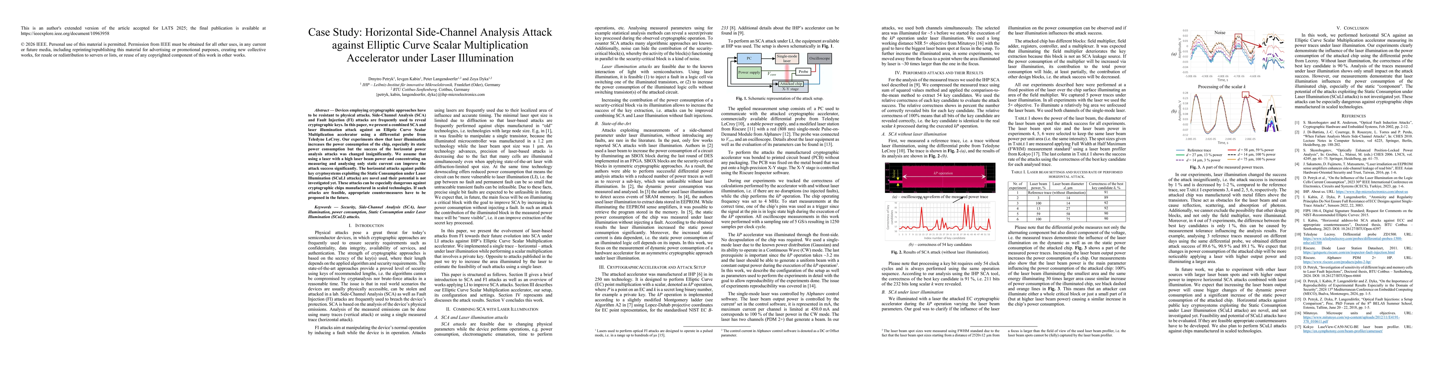Thumbnail for Case Study: Horizontal Side-Channel Analysis Attack against Elliptic Curve Scalar Multiplication Accelerator under Laser Illumination