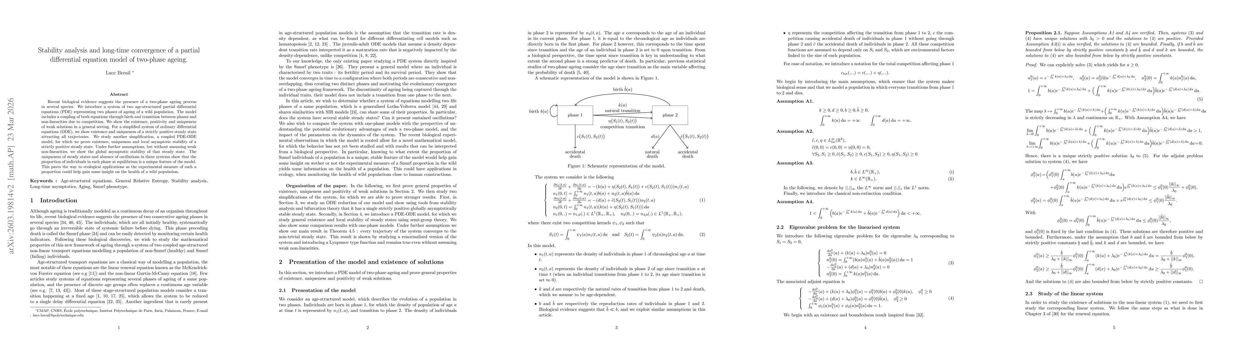 Thumbnail for Stability analysis and long-time convergence of a partial differential equation model of two-phase ageing