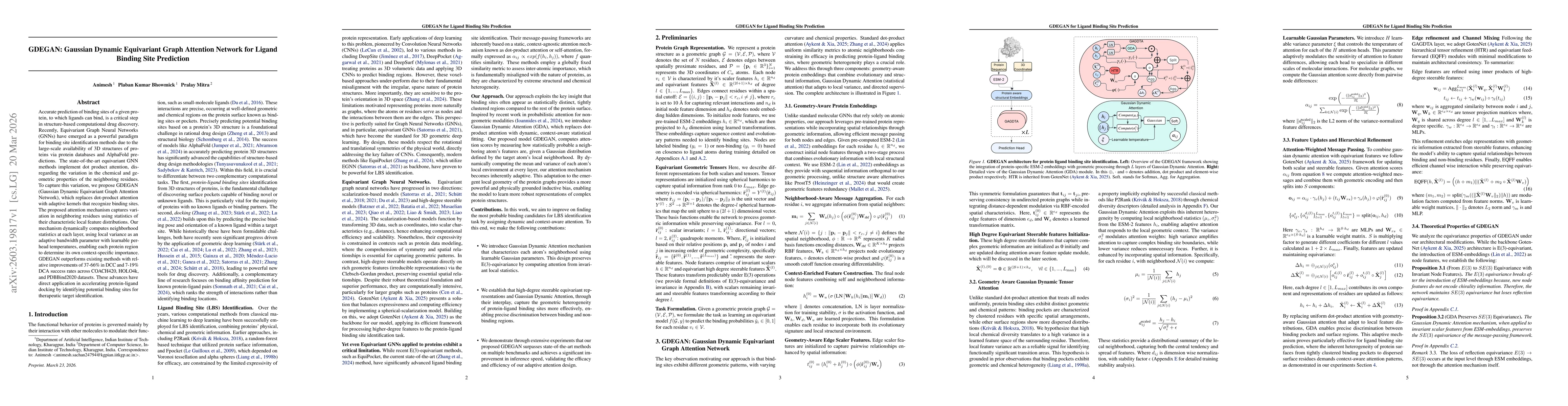 Thumbnail for GDEGAN: Gaussian Dynamic Equivariant Graph Attention Network for Ligand Binding Site Prediction
