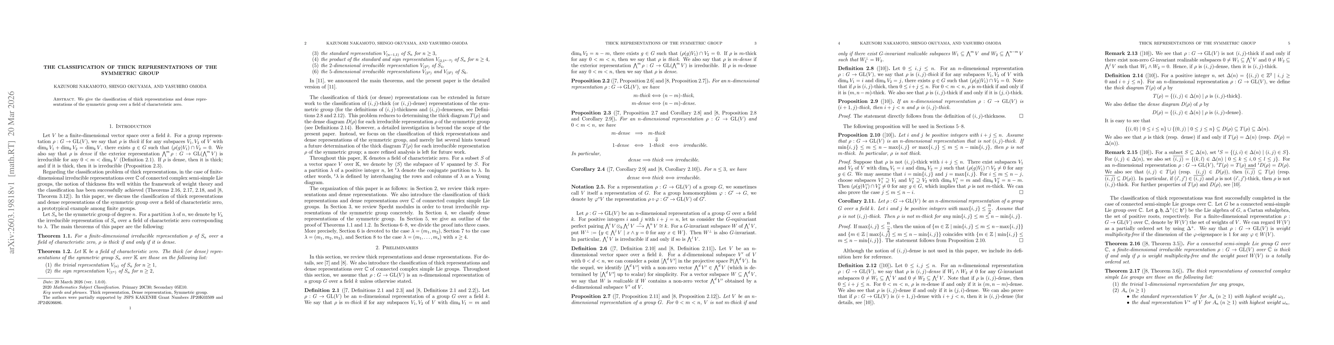 Thumbnail for The classification of thick representations of the symmetric group