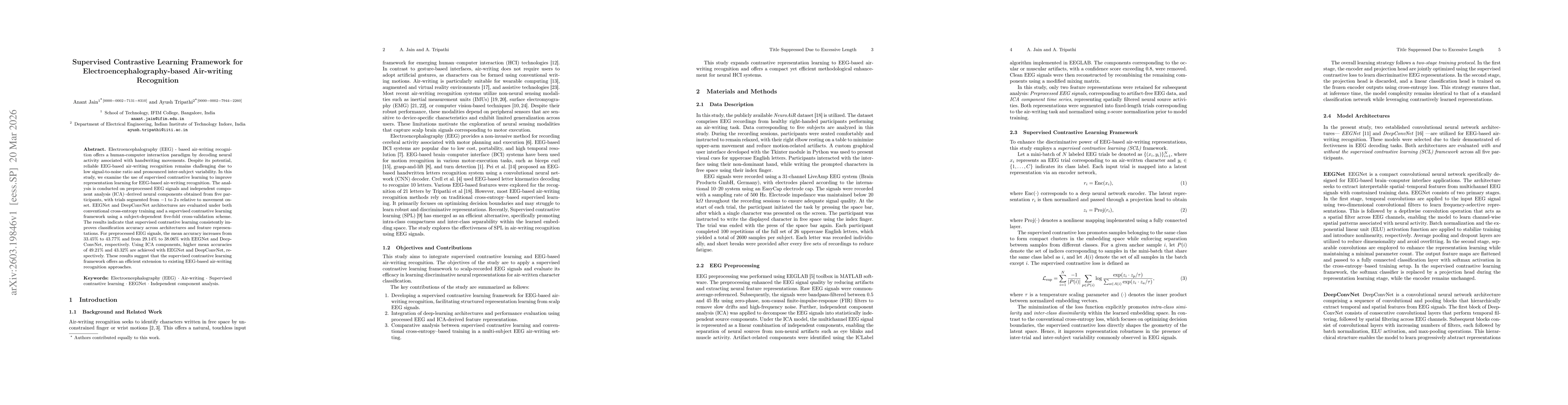 Thumbnail for Supervised Contrastive Learning Framework for Electroencephalography-based Air-writing Recognition