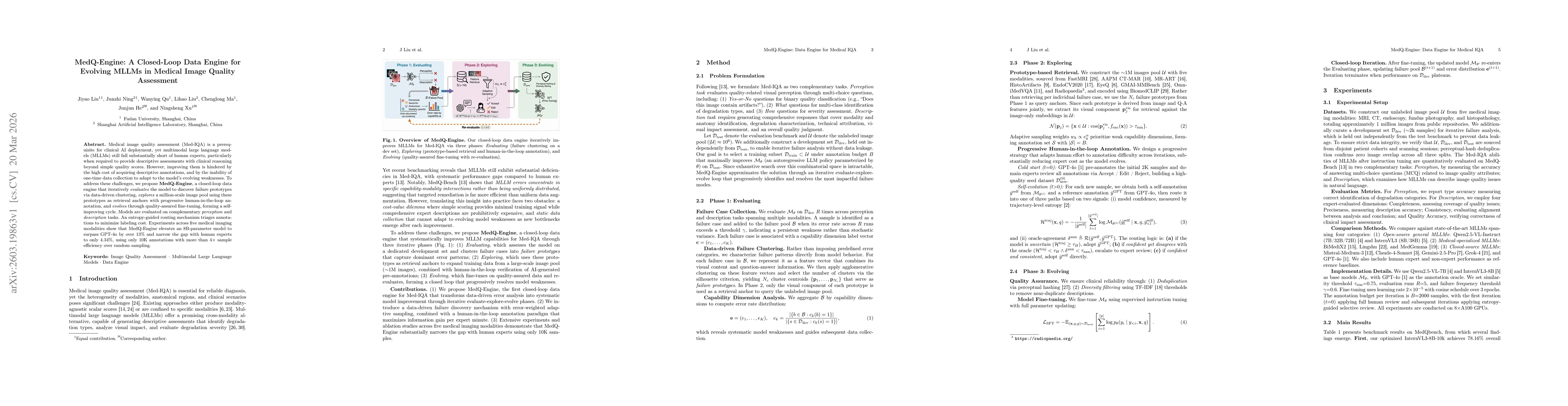 Thumbnail for MedQ-Engine: A Closed-Loop Data Engine for Evolving MLLMs in Medical Image Quality Assessment