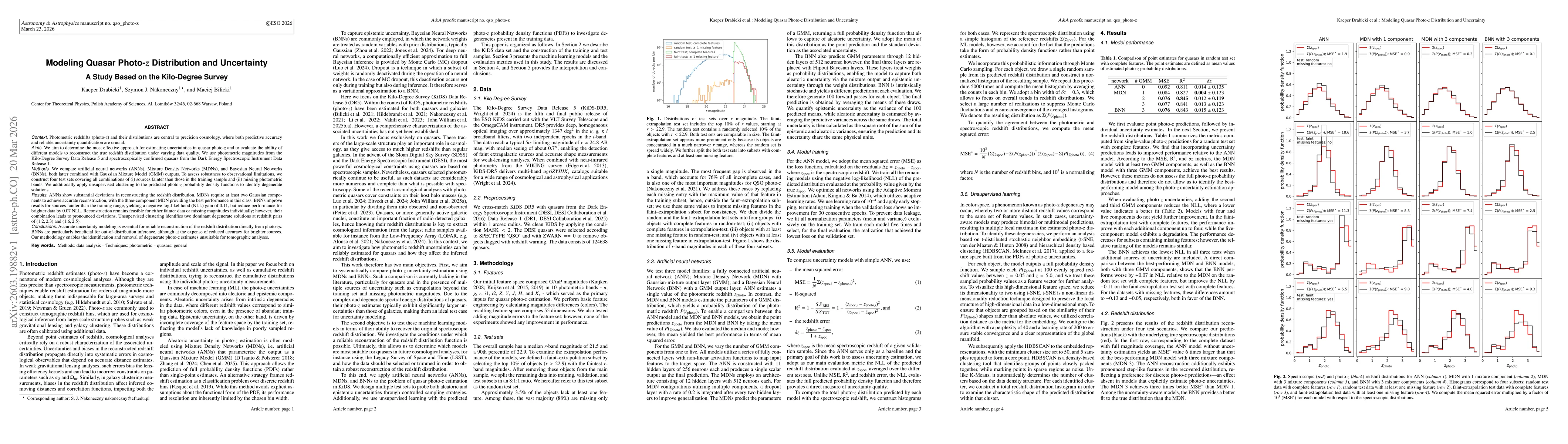 Thumbnail for Modeling Quasar Photo-$z$ Distribution and Uncertainty. A Study Based on the Kilo-Degree Survey