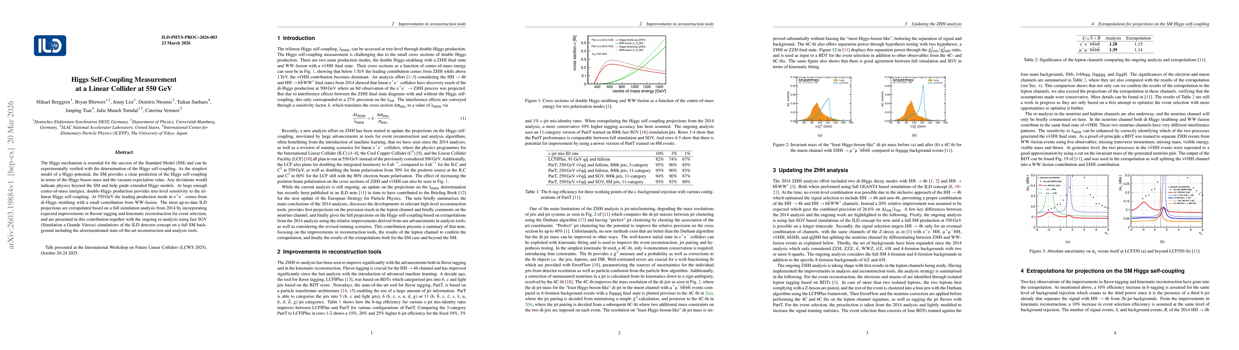 Thumbnail for Higgs Self-Coupling Measurement at a Linear Collider at 550 GeV