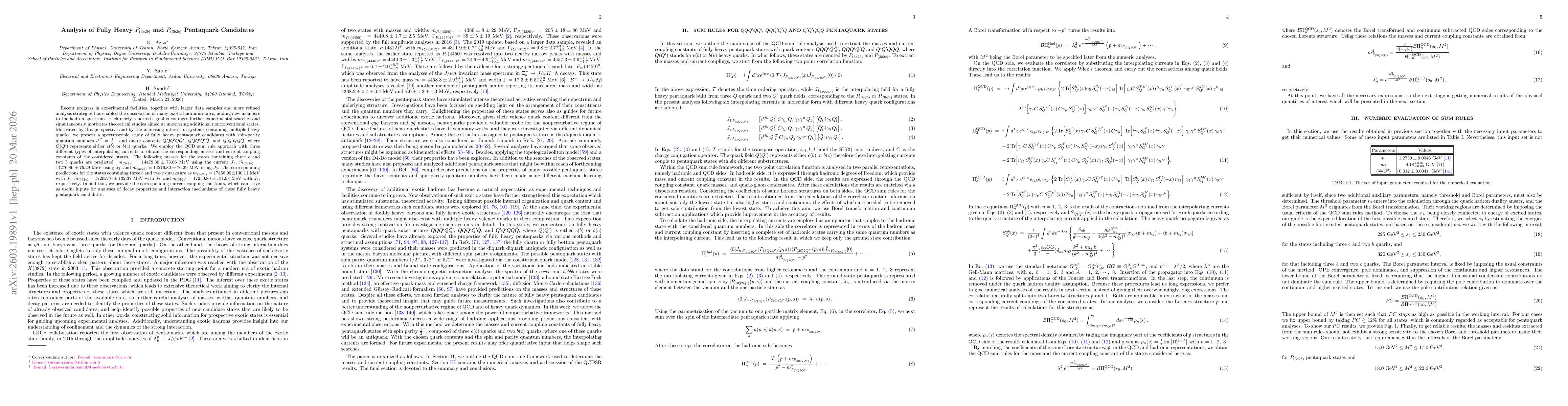 Thumbnail for Analysis of Fully Heavy $P_{(3c2b)}$ and $P_{(3b2c)}$ Pentaquark Candidates