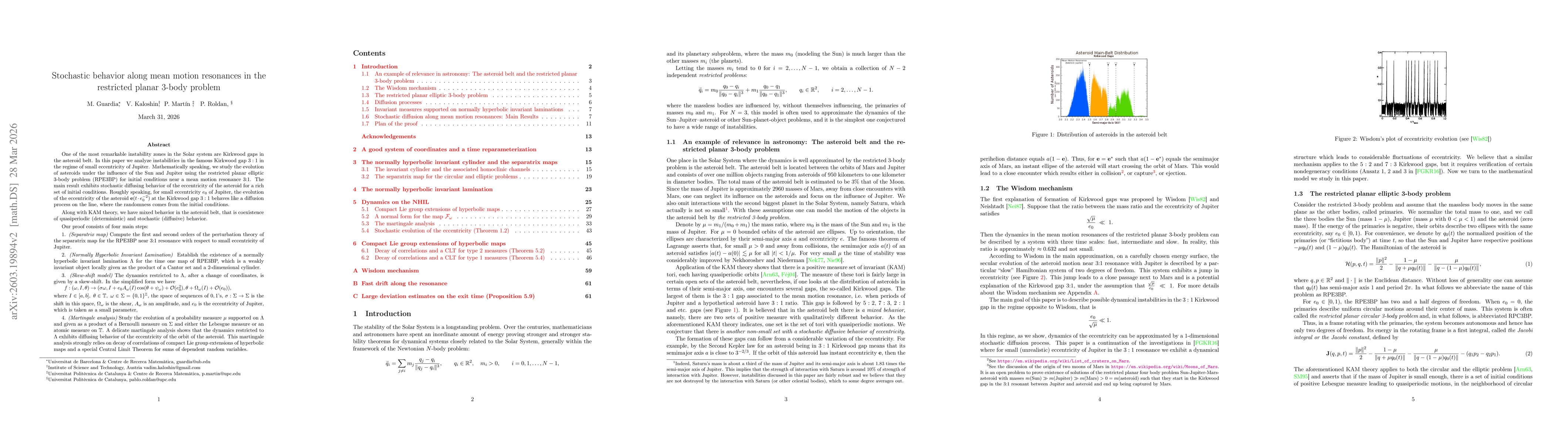 Thumbnail for Stochastic behavior along mean motion resonances in the restricted planar 3-body problem