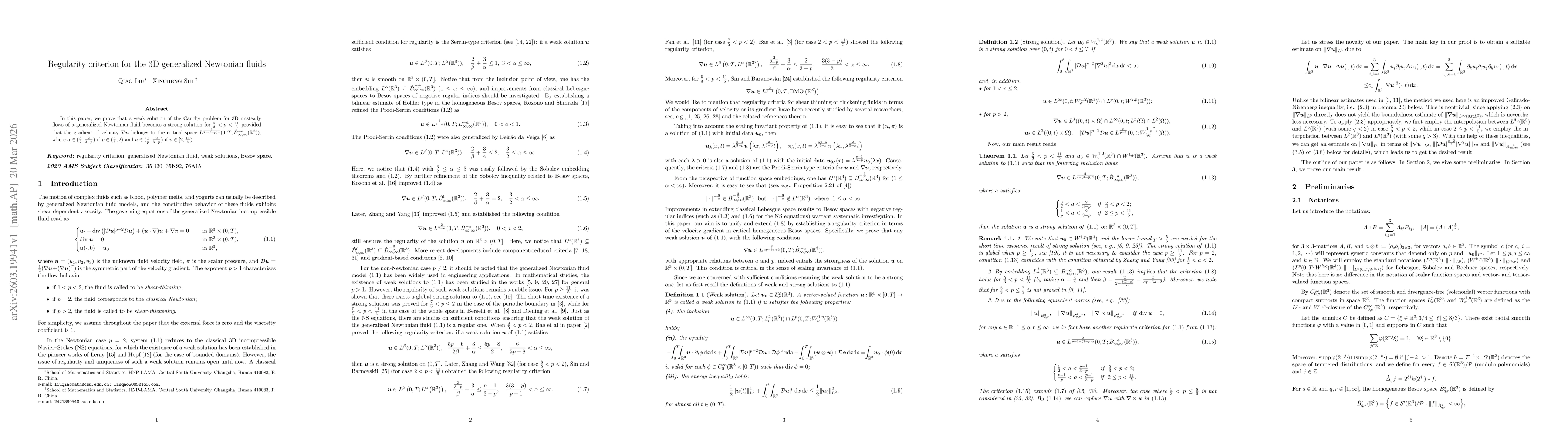Thumbnail for Regularity criterion for the 3D generalized Newtonian fluids