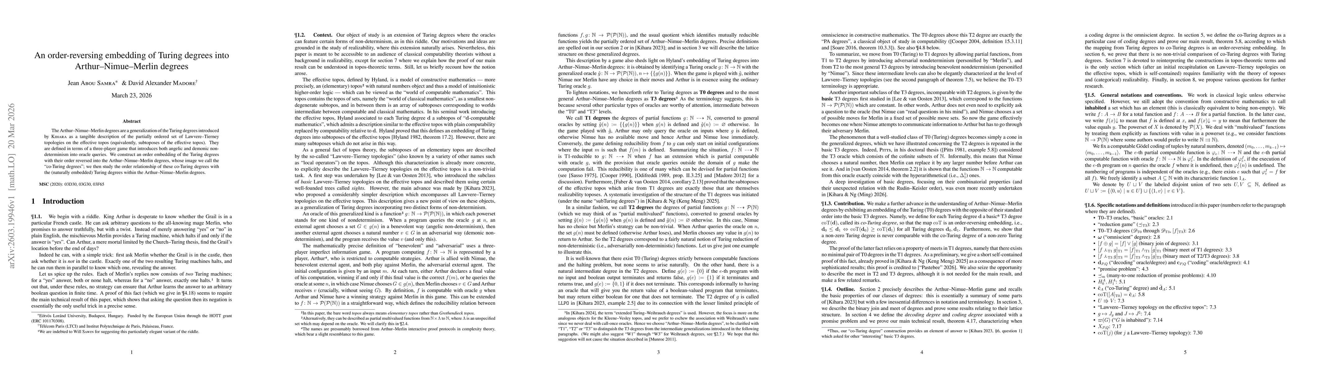 Thumbnail for An order-reversing embedding of Turing degrees into Arthur-Nimue-Merlin degrees