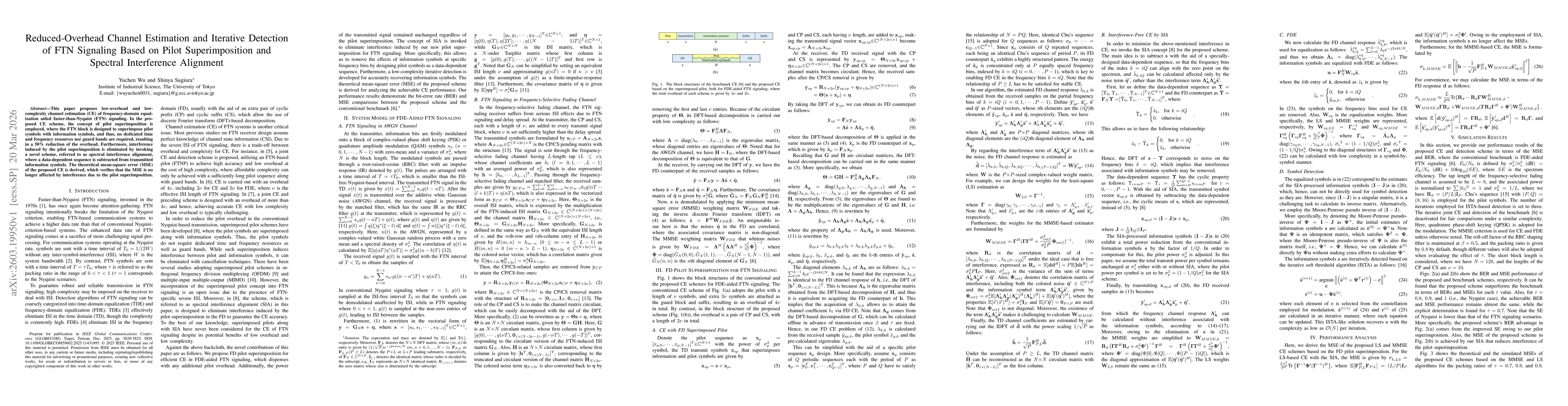 Thumbnail for Reduced-Overhead Channel Estimation and Iterative Detection of FTN Signaling Based on Pilot Superimposition and Spectral Interference Alignment