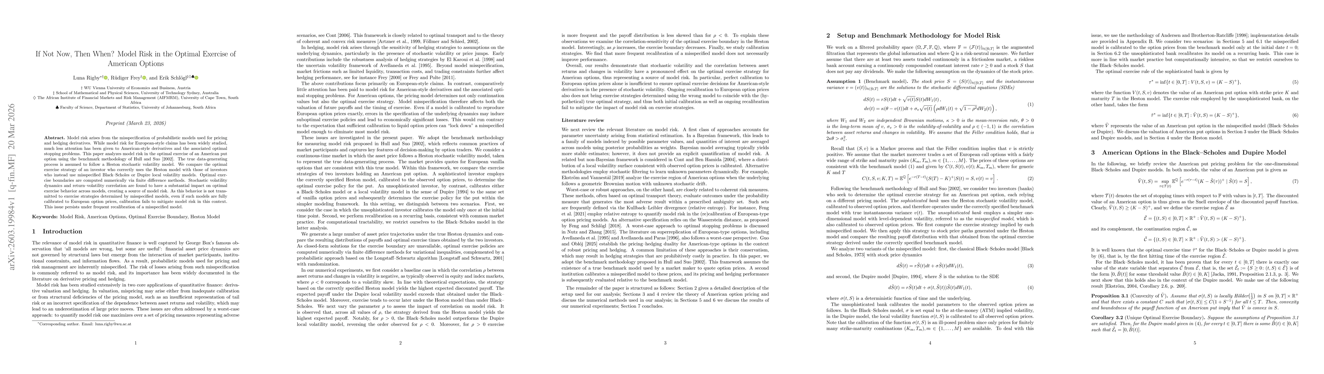 Thumbnail for If Not Now, Then When? Model Risk in the Optimal Exercise of American Options