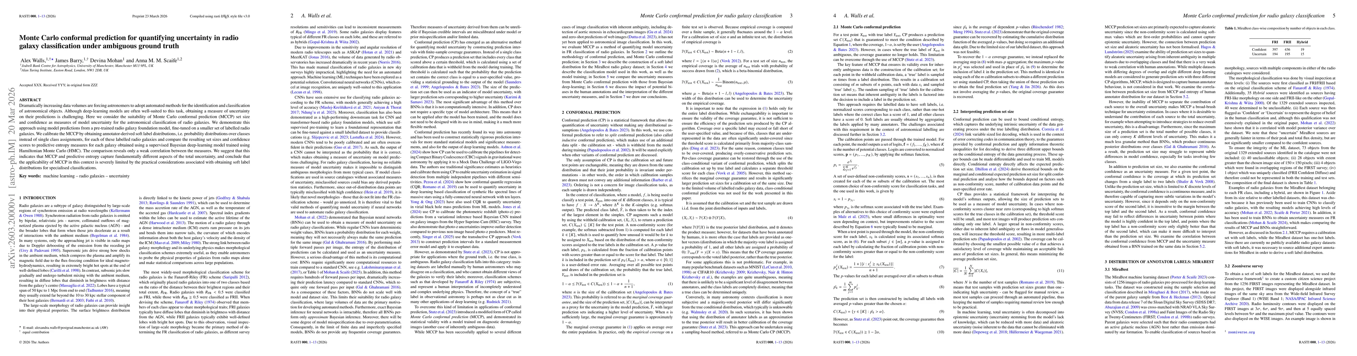 Thumbnail for Monte Carlo conformal prediction for quantifying uncertainty in radio galaxy classification under ambiguous ground truth
