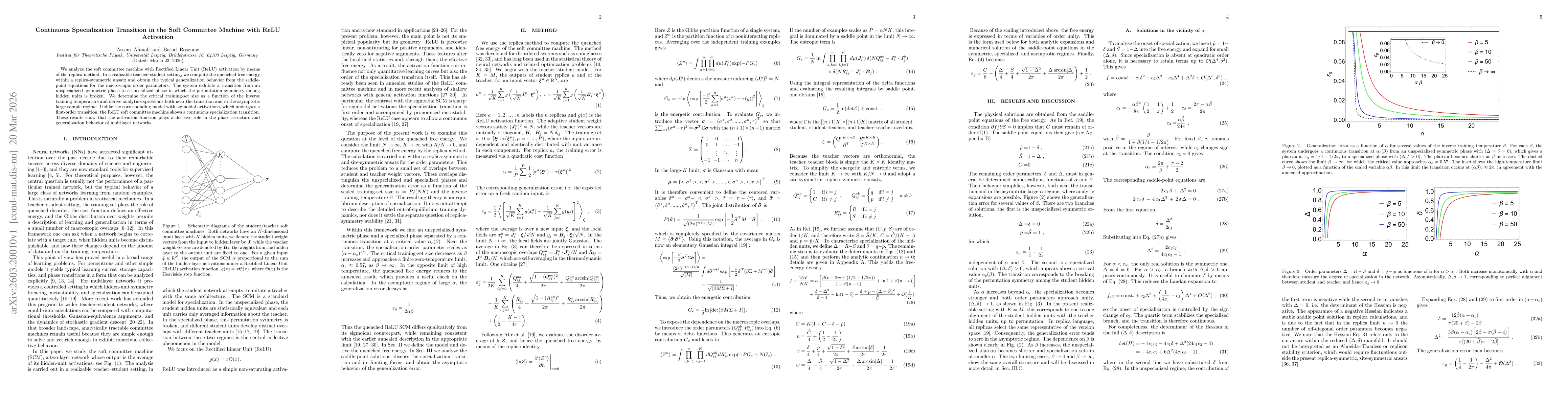 Thumbnail for Continuous Specialization Transition in the Soft Committee Machine with ReLU Activation