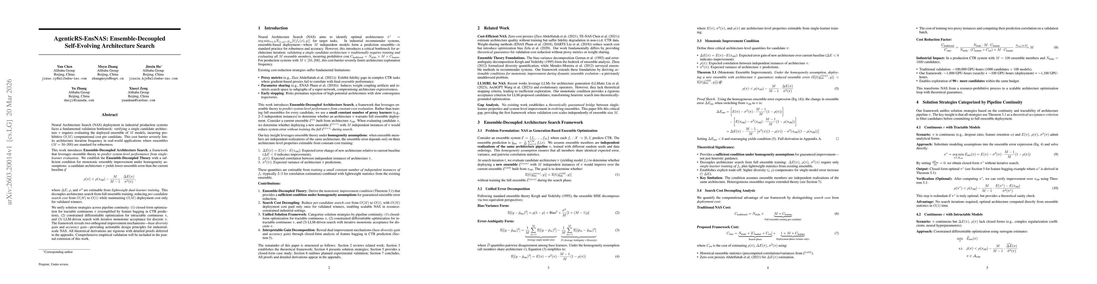Thumbnail for AgenticRS-EnsNAS: Ensemble-Decoupled Self-Evolving Architecture Search
