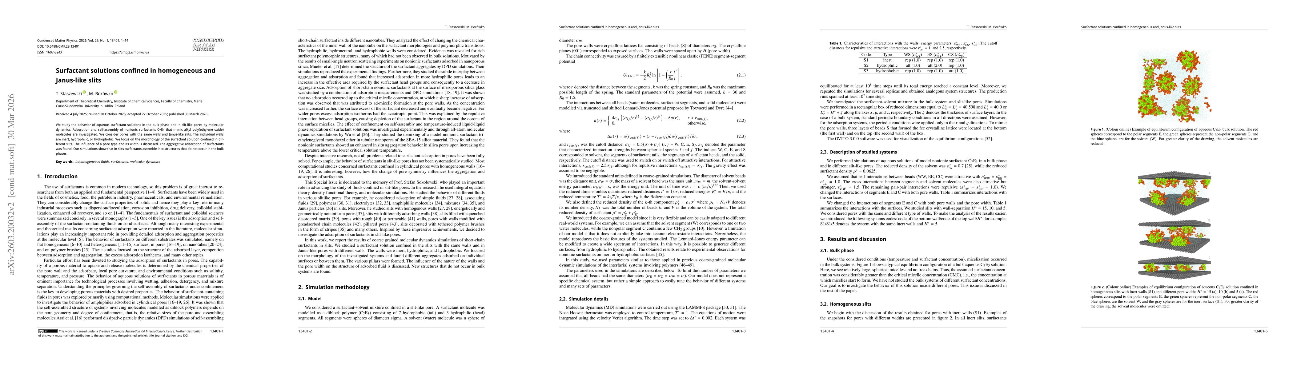 Thumbnail for Surfactant solutions confined in homogeneous and Janus-like slits