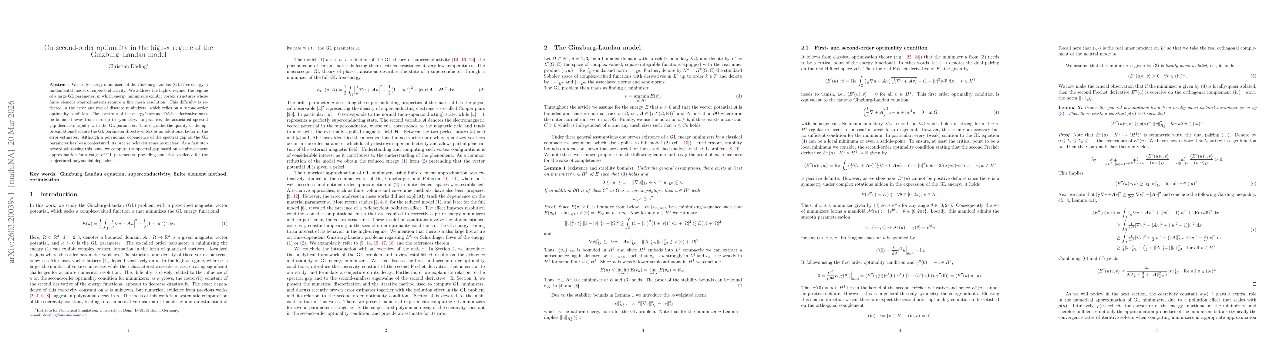 Thumbnail for On second-order optimality in the high-$κ$ regime of the Ginzburg-Landau model