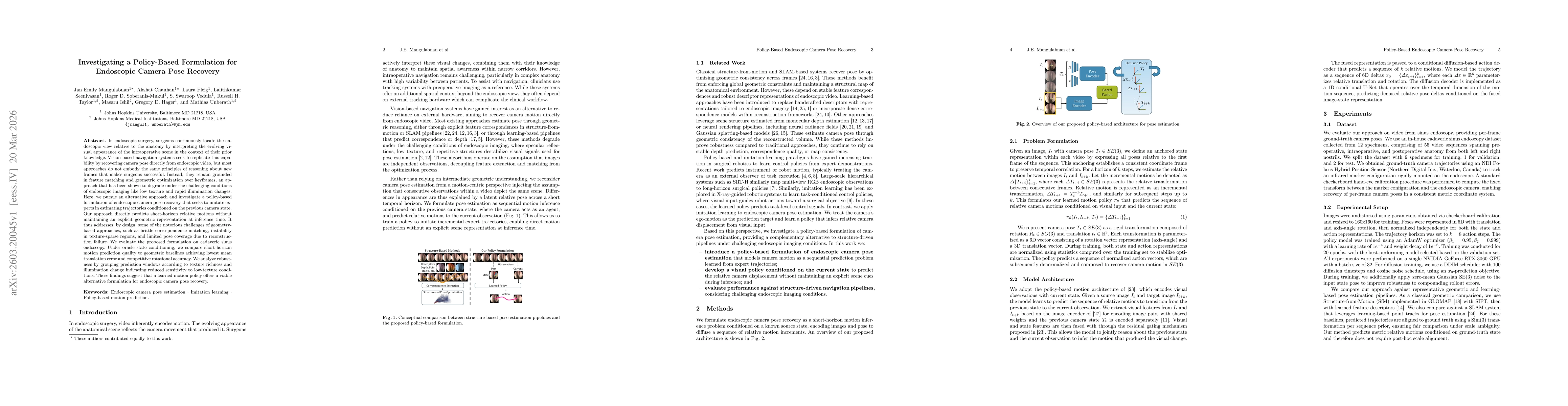 Thumbnail for Investigating a Policy-Based Formulation for Endoscopic Camera Pose Recovery