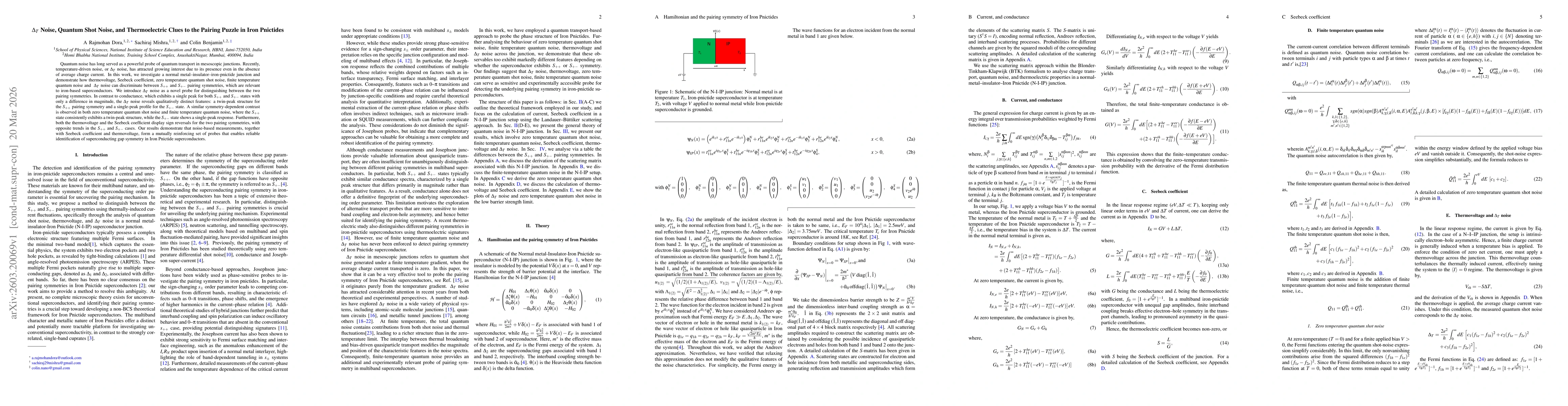 Thumbnail for $Δ_T$ Noise, Quantum Shot Noise, and Thermoelectric Clues to the Pairing Puzzle in Iron Pnictides