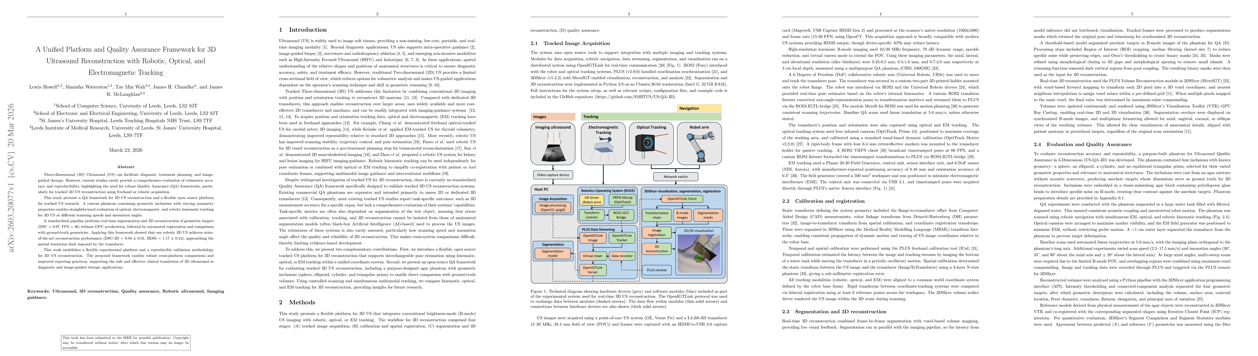 Thumbnail for A Unified Platform and Quality Assurance Framework for 3D Ultrasound Reconstruction with Robotic, Optical, and Electromagnetic Tracking