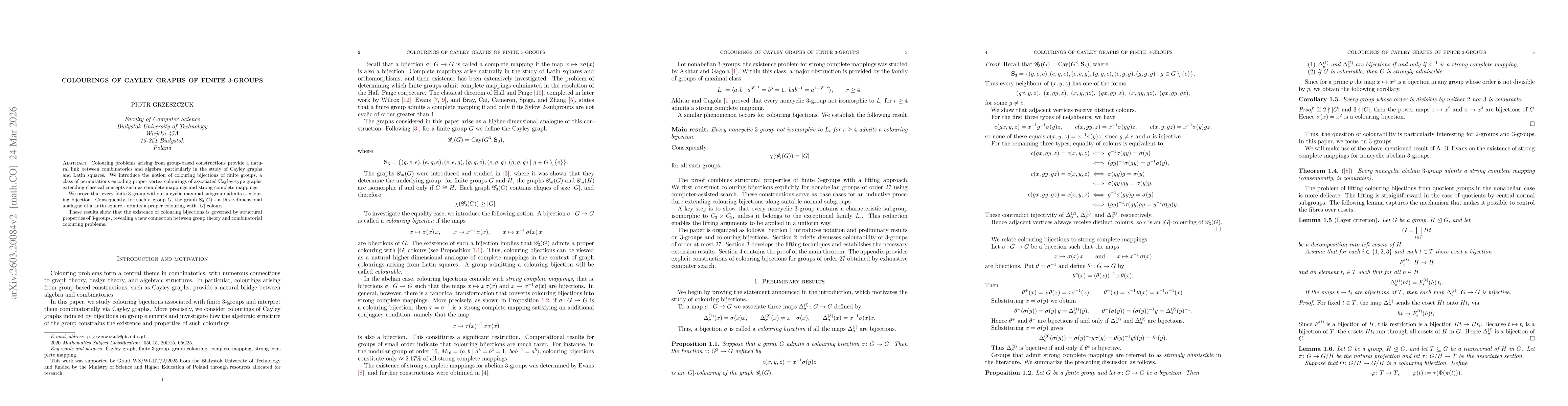 Thumbnail for Colourings of Cayley graphs of finite $3$-groups