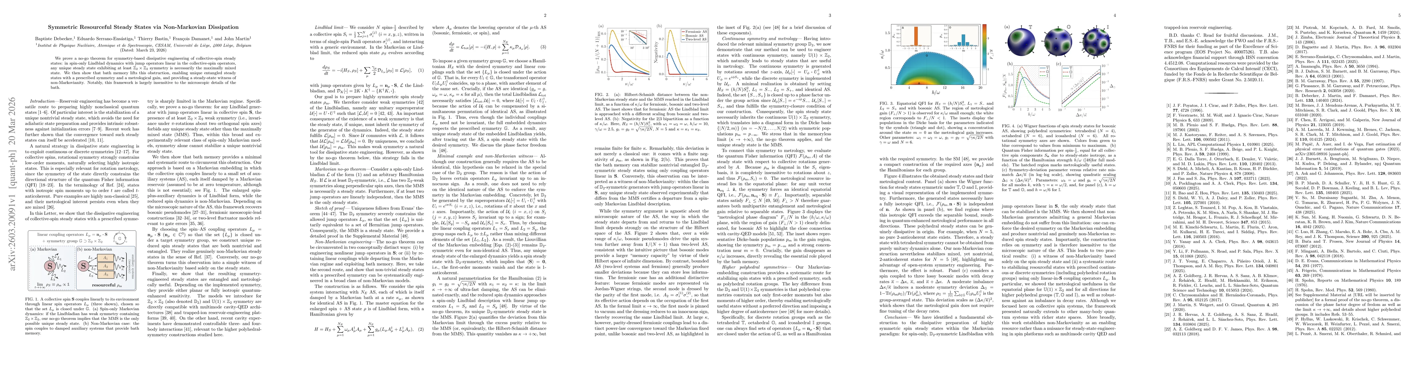 Thumbnail for Symmetric Resourceful Steady States via Non-Markovian Dissipation
