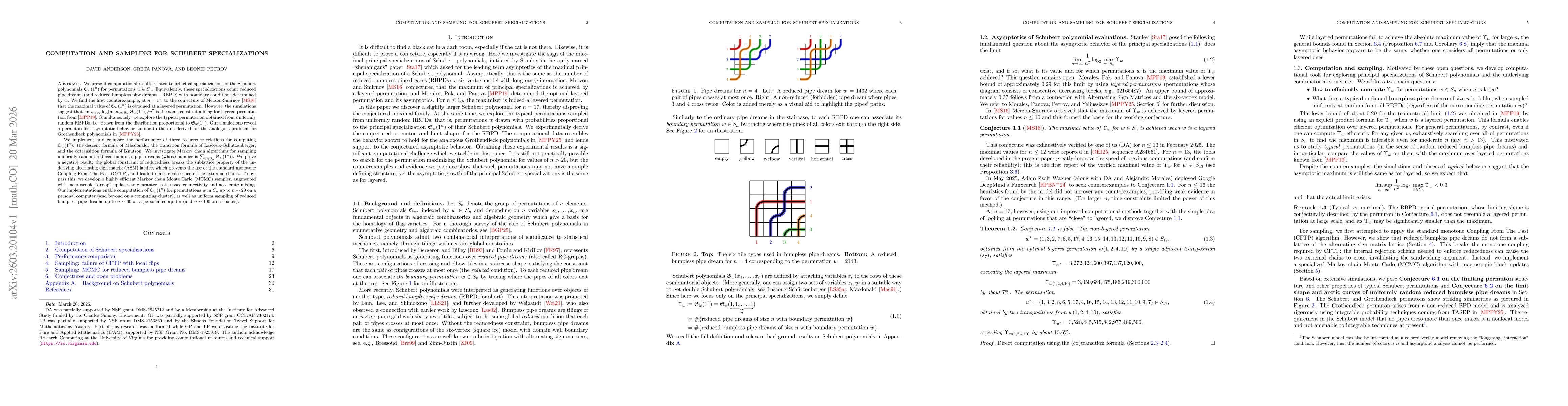 Thumbnail for Computation and sampling for Schubert specializations