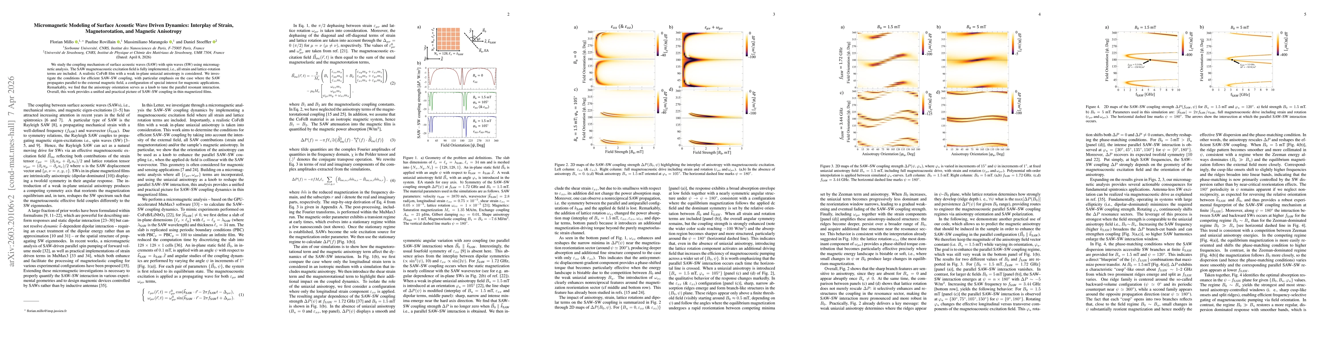 Thumbnail for Micromagnetic Modeling of Surface Acoustic Wave Driven Dynamics: Interplay of Strain, Magnetorotation, and Magnetic Anisotropy