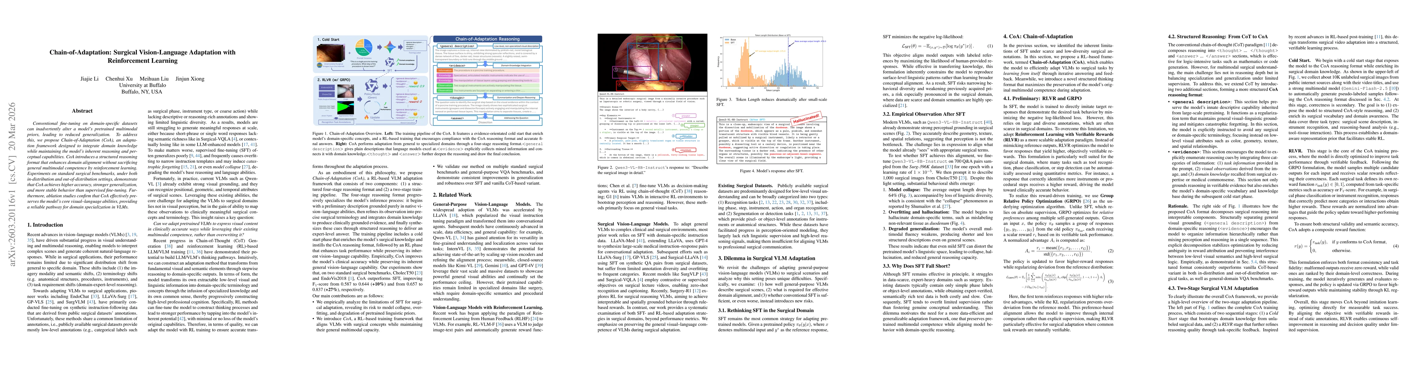 Thumbnail for Chain-of-Adaptation: Surgical Vision-Language Adaptation with Reinforcement Learning