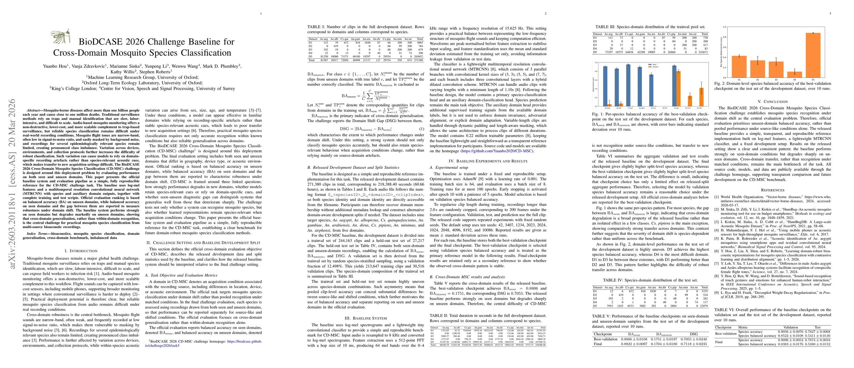 Thumbnail for BioDCASE 2026 Challenge Baseline for Cross-Domain Mosquito Species Classification