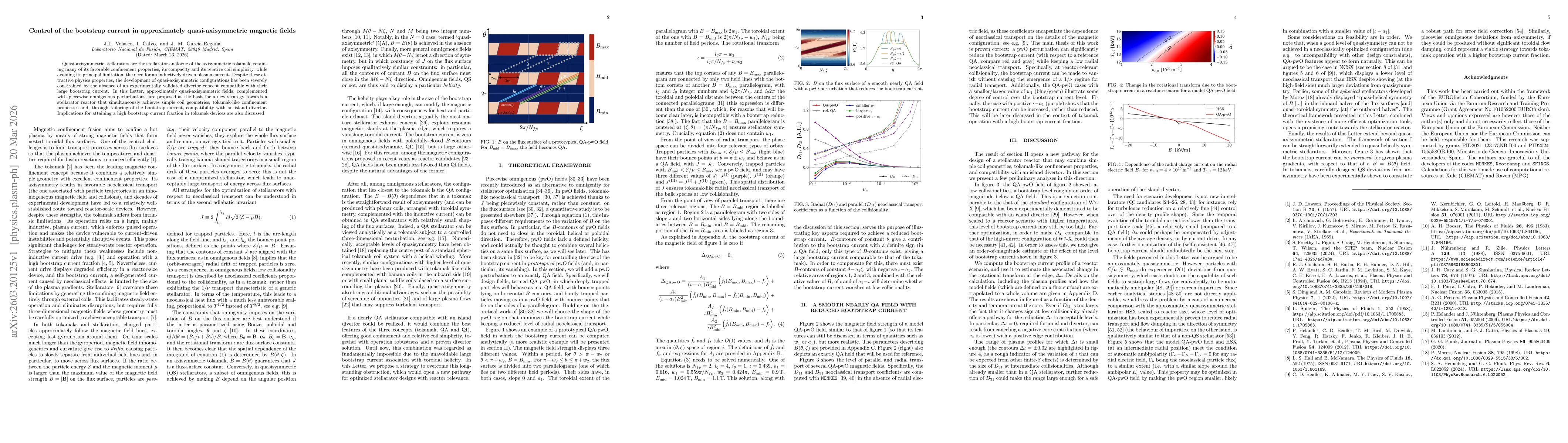Thumbnail for Control of the bootstrap current in approximately quasi-axisymmetric magnetic fields