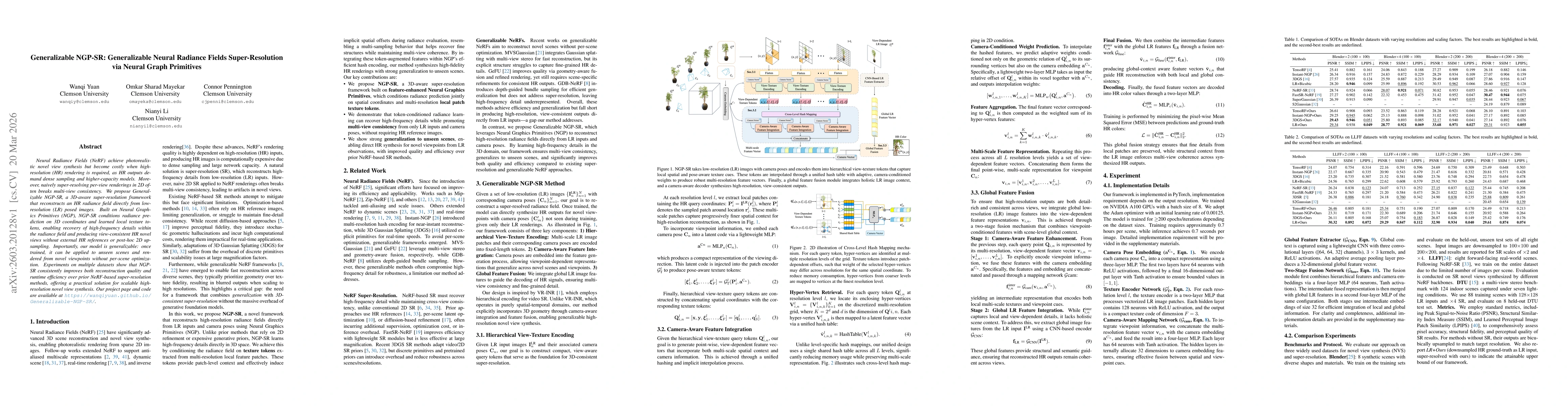 Thumbnail for Generalizable NGP-SR: Generalizable Neural Radiance Fields Super-Resolution via Neural Graph Primitives