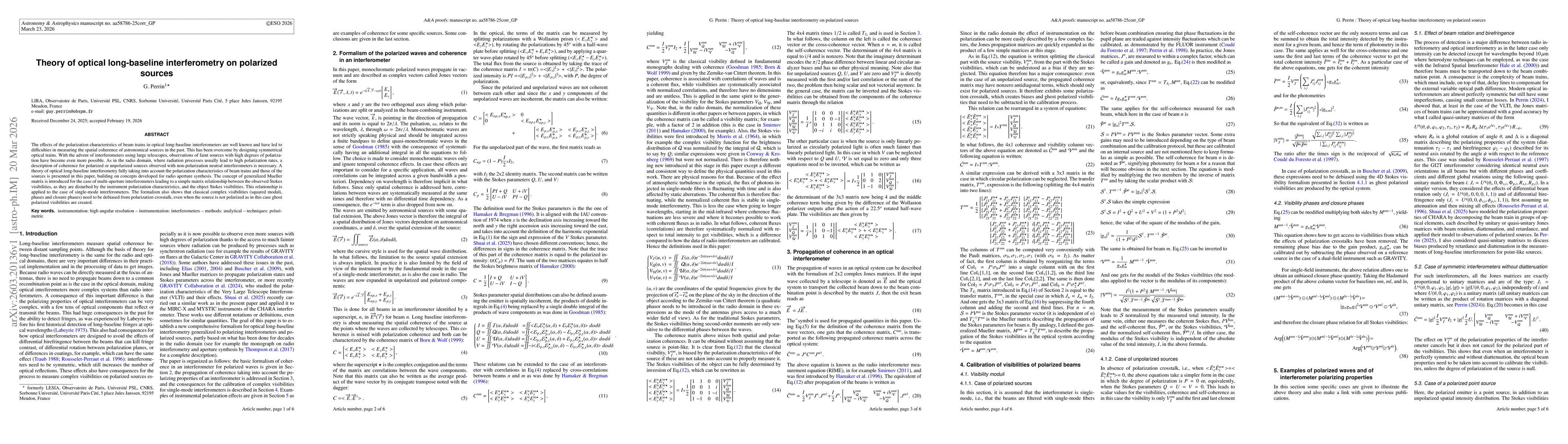 Thumbnail for Theory of optical long-baseline interferometry on polarized sources