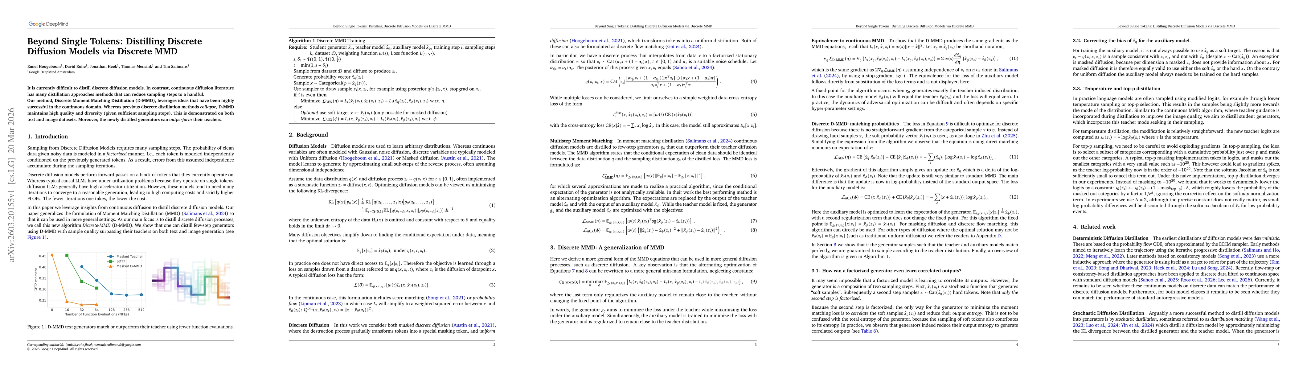 Thumbnail for Beyond Single Tokens: Distilling Discrete Diffusion Models via Discrete MMD