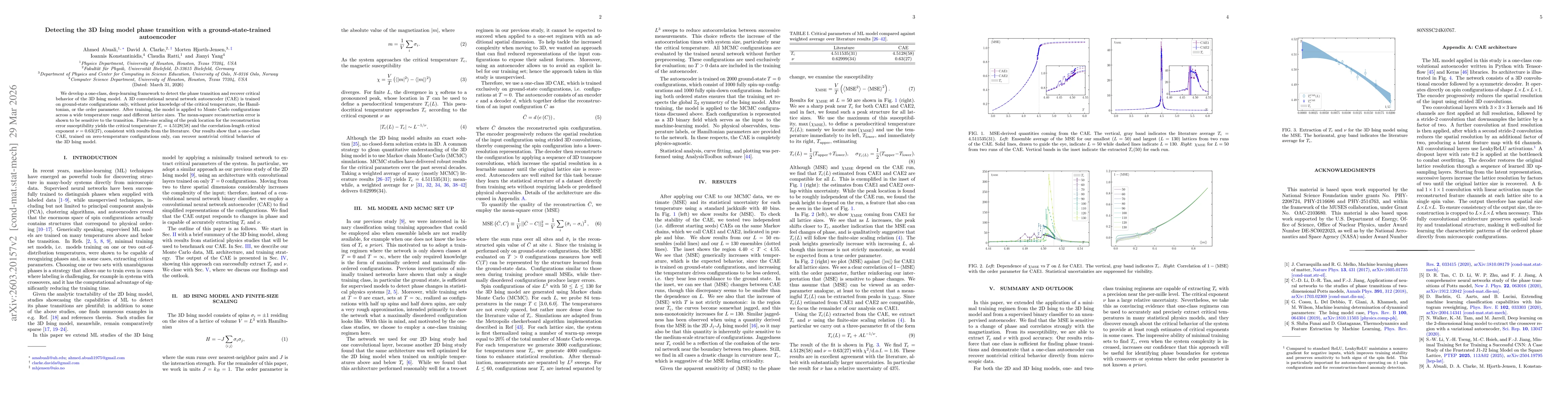 Thumbnail for Detecting the 3D Ising model phase transition with a ground-state-trained autoencoder