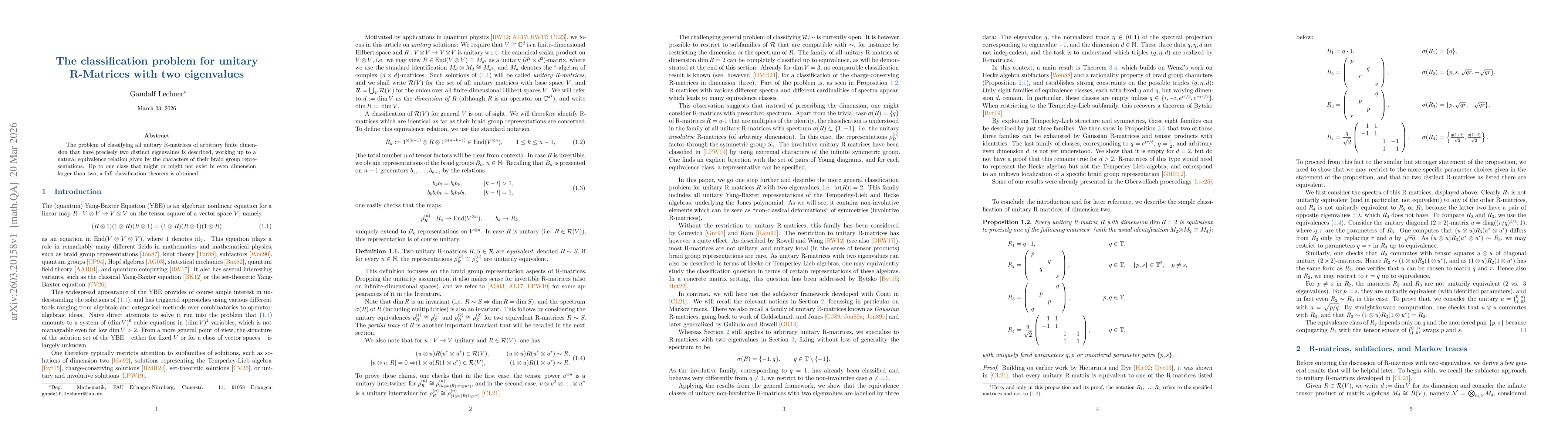Thumbnail for The classification problem for unitary R-Matrices with two eigenvalues