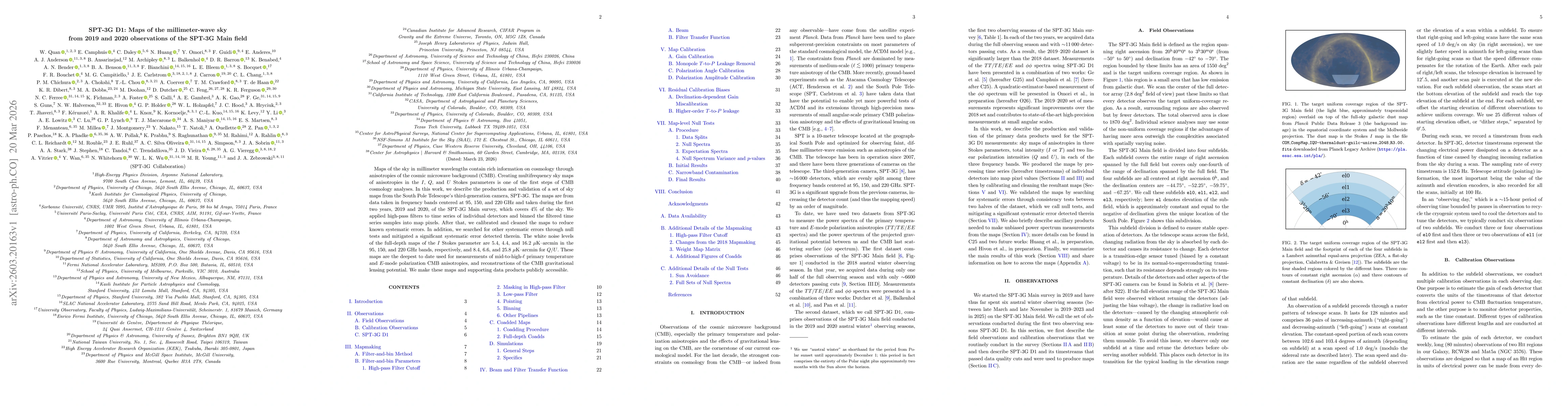 Thumbnail for SPT-3G D1: Maps of the millimeter-wave sky from 2019 and 2020 observations of the SPT-3G Main field