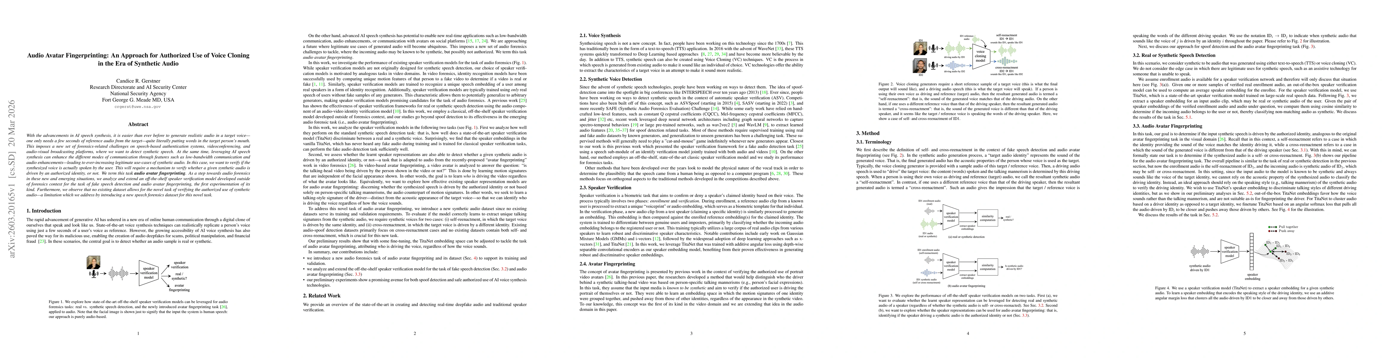 Thumbnail for Audio Avatar Fingerprinting: An Approach for Authorized Use of Voice Cloning in the Era of Synthetic Audio