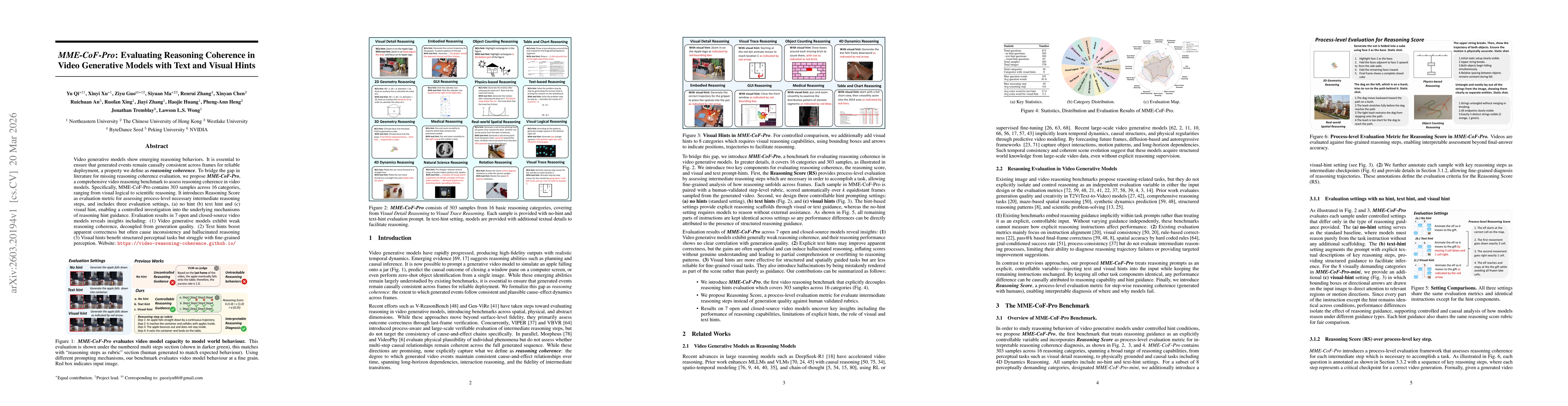 Thumbnail for MME-CoF-Pro: Evaluating Reasoning Coherence in Video Generative Models with Text and Visual Hints