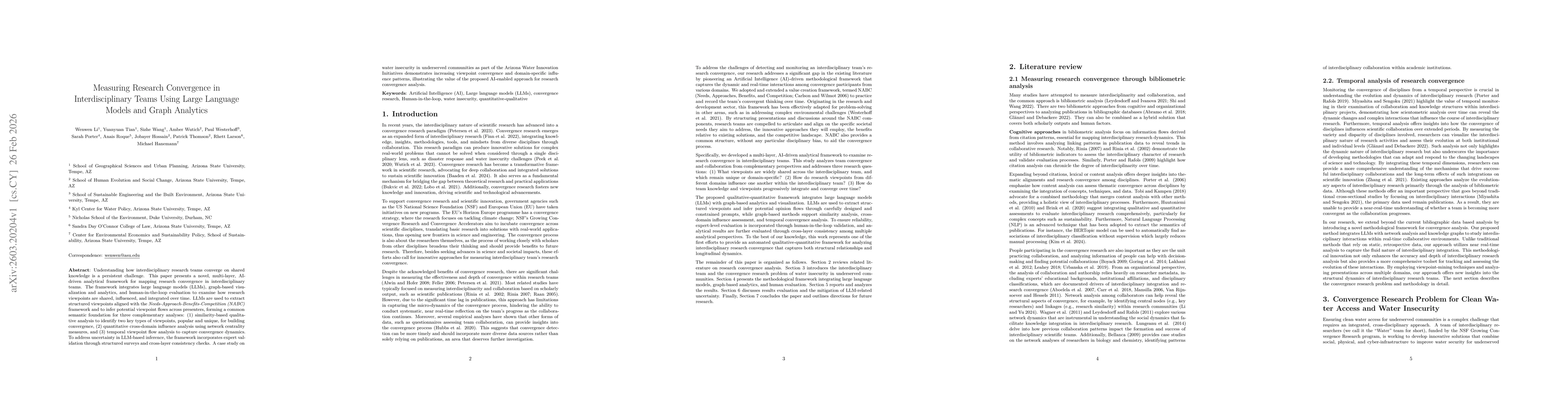 Thumbnail for Measuring Research Convergence in Interdisciplinary Teams Using Large Language Models and Graph Analytics