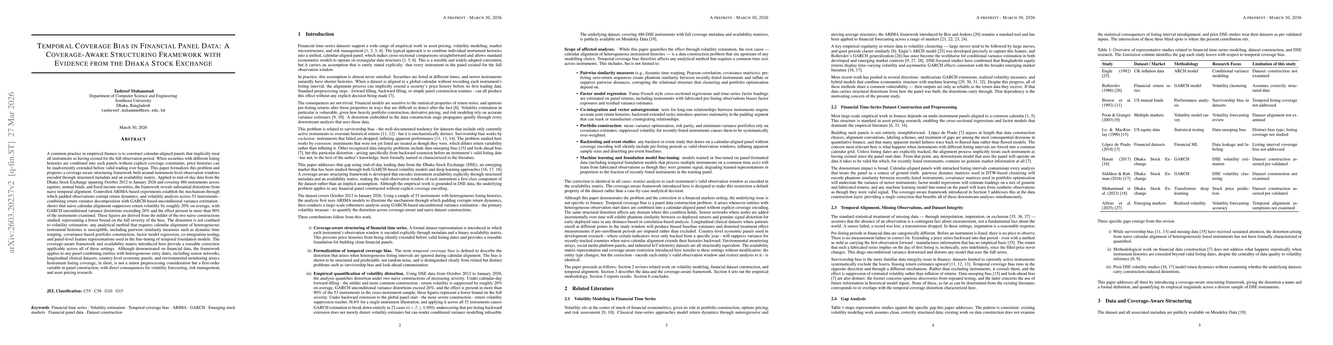 Thumbnail for Temporal Coverage Bias in Financial Panel Data: A Coverage-Aware Structuring Framework with Evidence from the Dhaka Stock Exchange