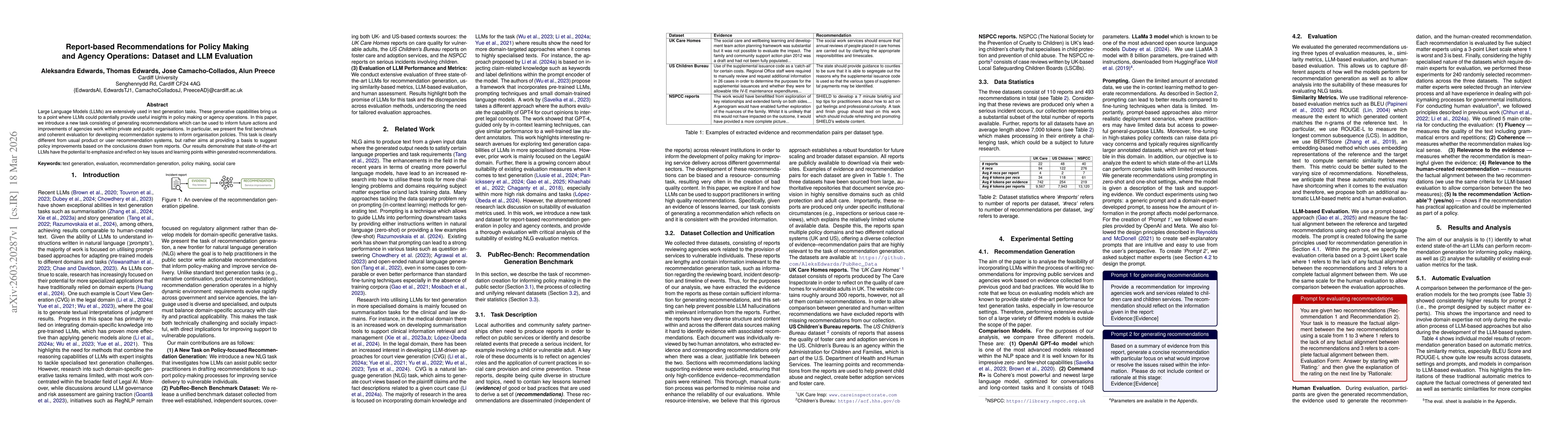Thumbnail for Report-based Recommendations for Policy Making and Agency Operations: Dataset and LLM Evaluation