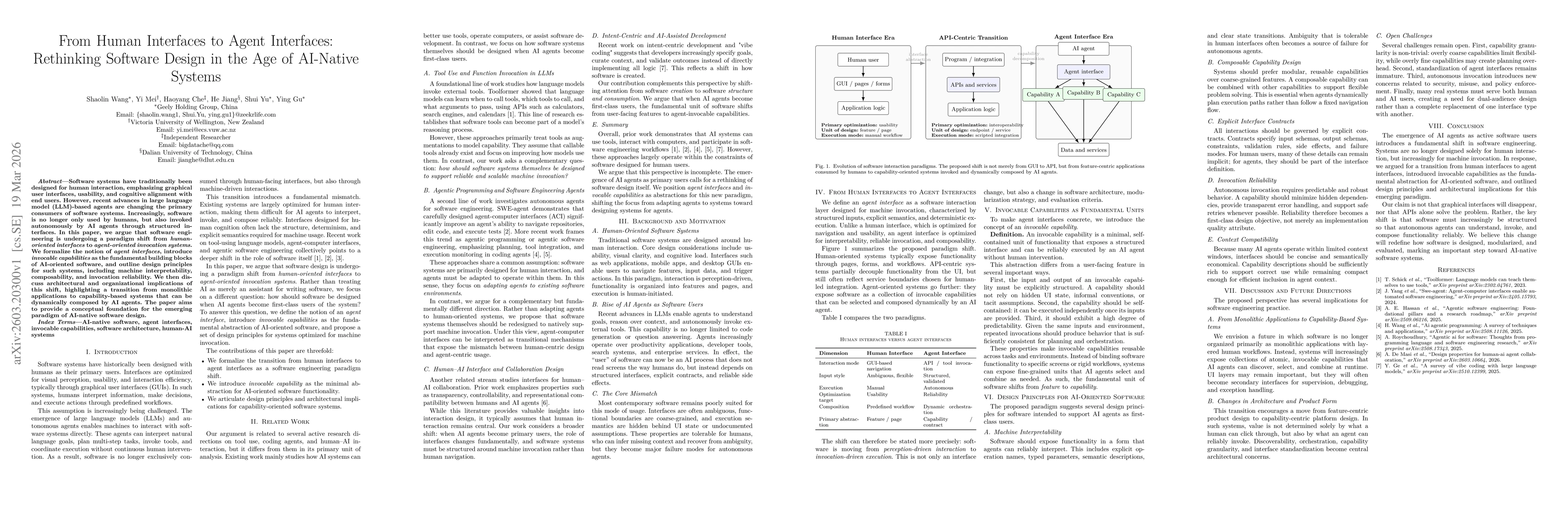 Thumbnail for From Human Interfaces to Agent Interfaces: Rethinking Software Design in the Age of AI-Native Systems