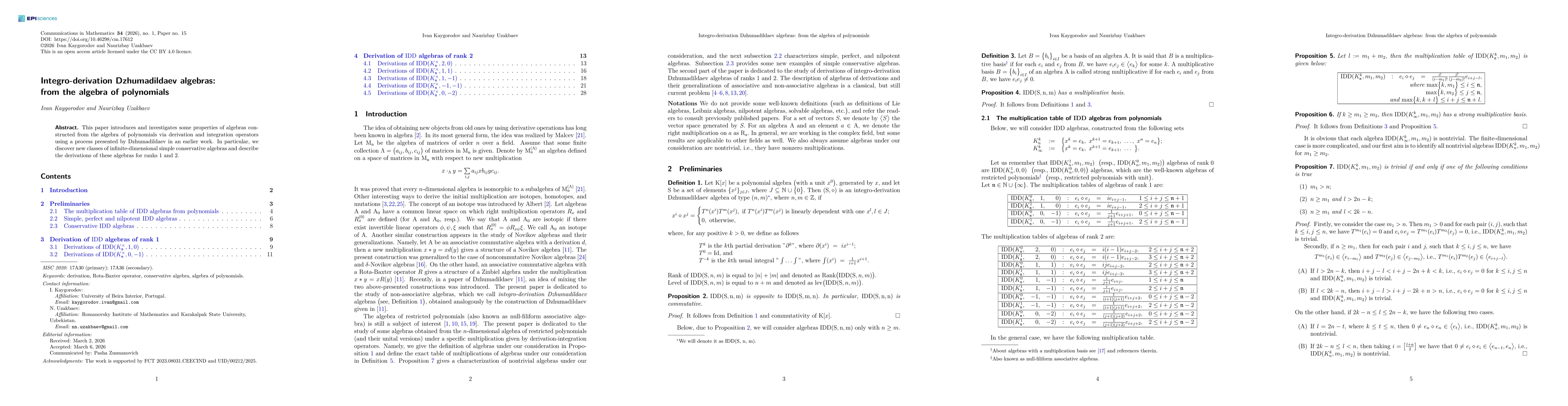 Thumbnail for Integro-derivation Dzhumadildaev algebras: from the algebra of polynomials